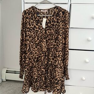 Francesca's Brown Leopard Print Wrap Dress